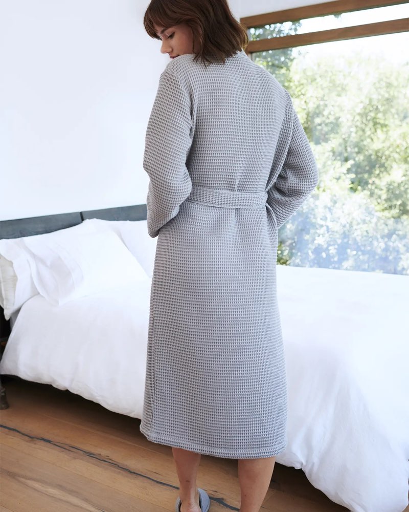 quince organic turkish waffle robe color  grey m