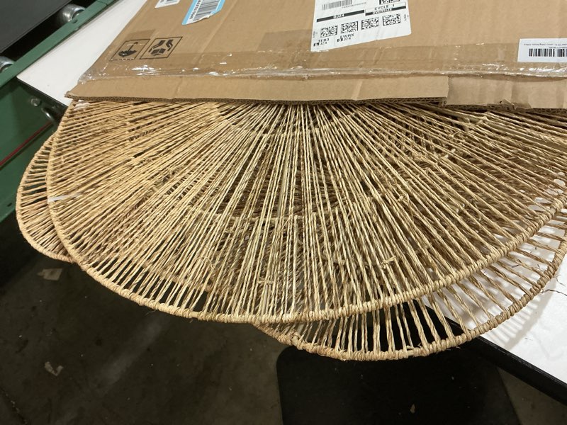 Condition photo showing Good Condition for CHI AN HOME Wicker 23 Inch Jute Wall Decor Baskets, Set of 6 Extra Large Woven Jute Wall Plates, 23",21",15",13",12,10", Decorative Baskets for Wall Arts, Wall Hanging for Bedroom, Living Room, Office Set of 6 - Extra Large
