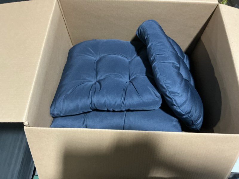 Condition photo showing Good Condition for barydat 3 pack wicker furniture cushions waterproof outdoor/indoor tufted wicker chair cushions 1 loveseat and 2 u-shape rattan chairs for patio furniture, rattan love seat, bench(navy blue)
