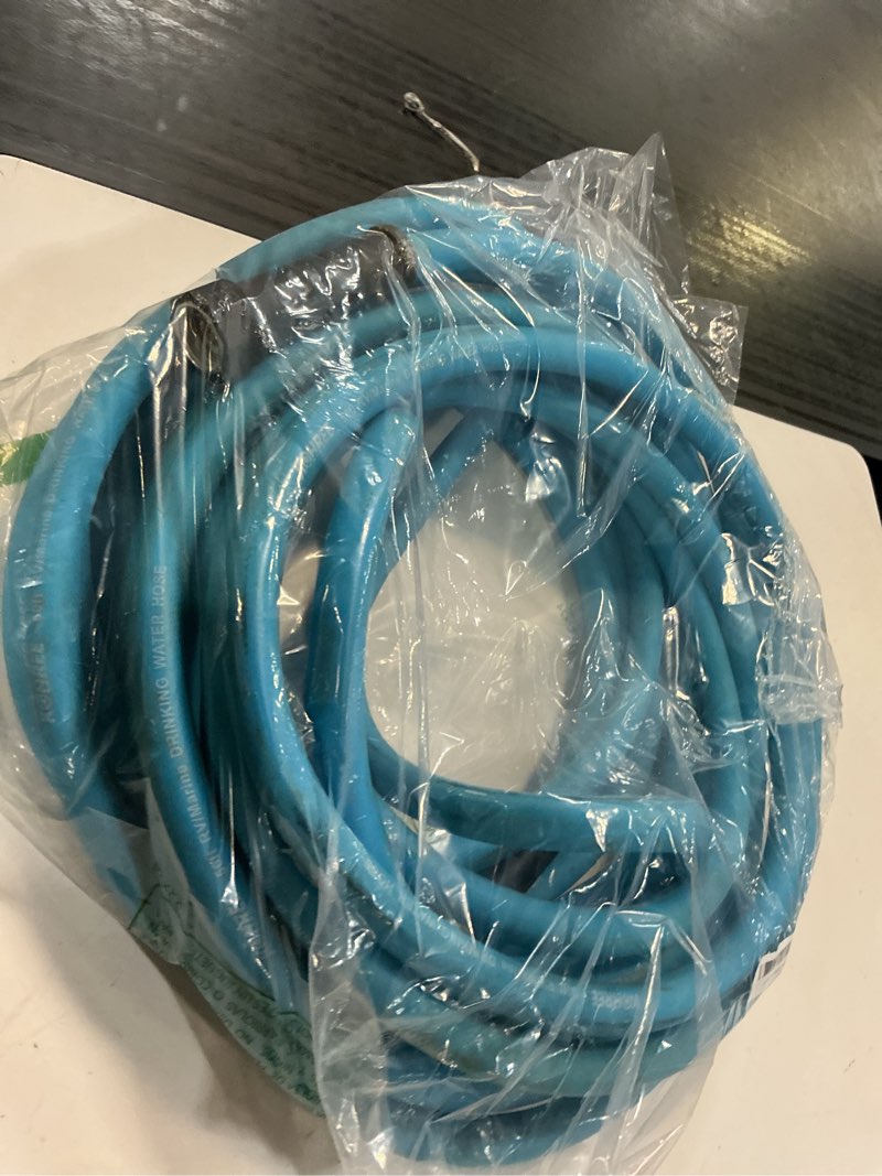 Condition photo showing As Is for kohree 50ft rv water hose with storage bag, 5/8'' drinking water hose, no odor, leak free, heavy duty, no kink and flexible garden hose 50 ft, ideal rv accessories for rv, camper, garden - blue blue 50 ft