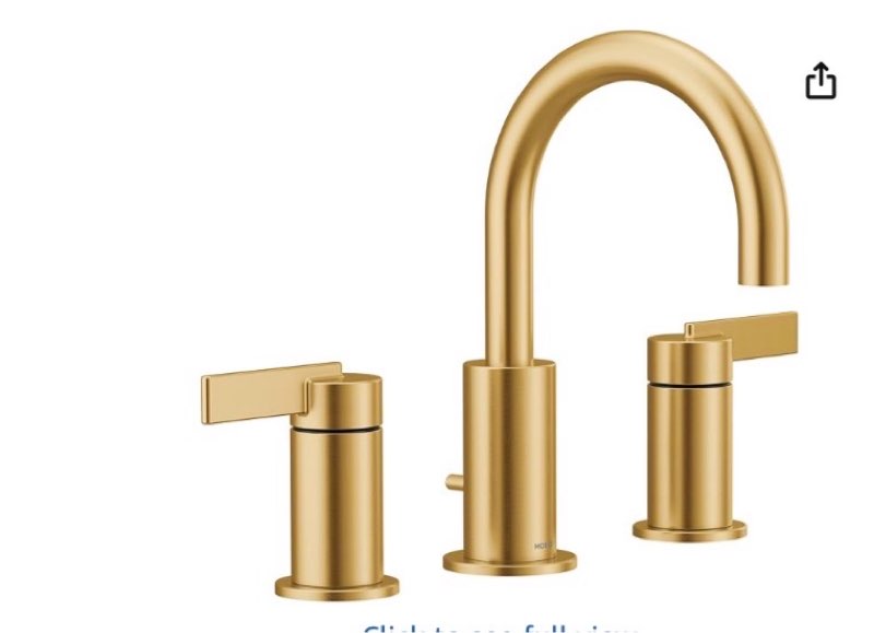allen + roth harlow brushed gold widespread 2-handle watersense mid-arc residential handle bathroom sink faucet with drain