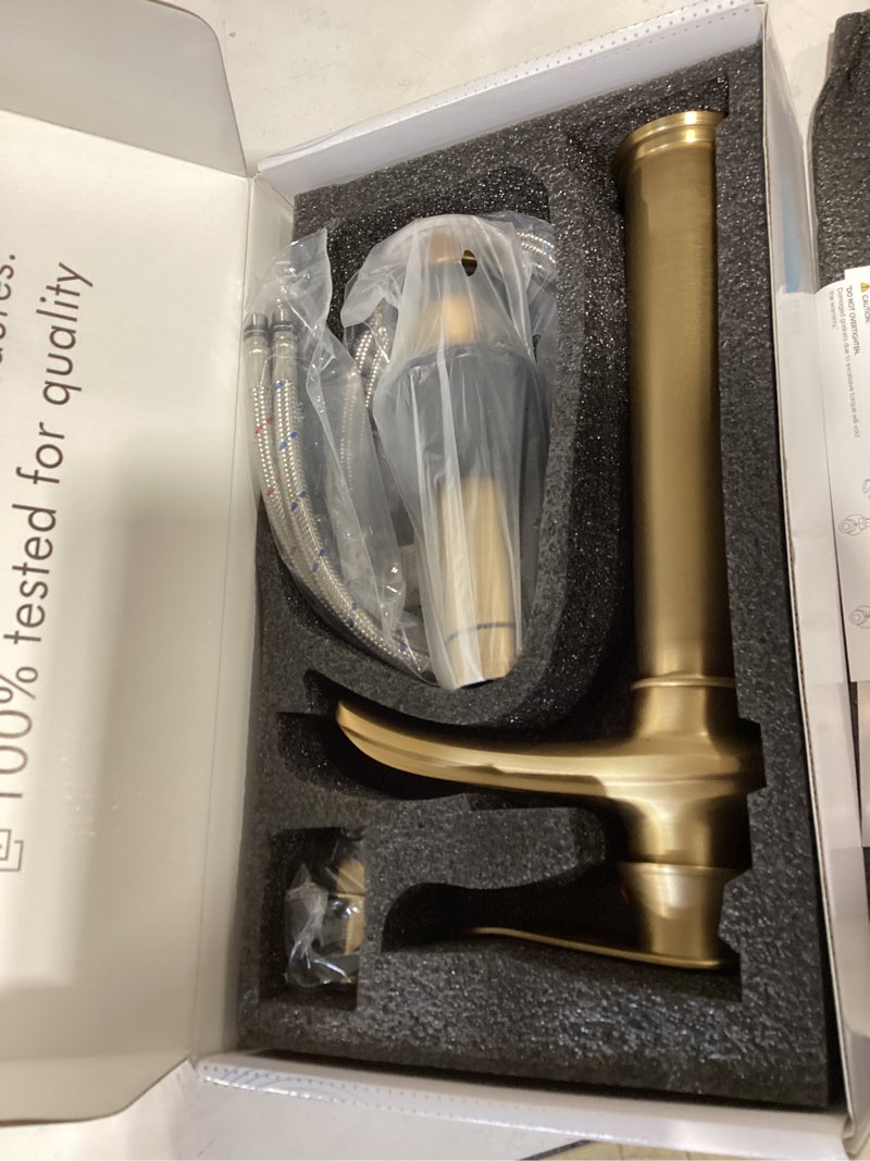 Condition photo showing Good Condition for bwe antique brass bathroom vessel sink faucet waterfall spout single handle one hole solid commercial brass lavatory vanity sink faucet with pop up drain anti 11.81 inch vessel version