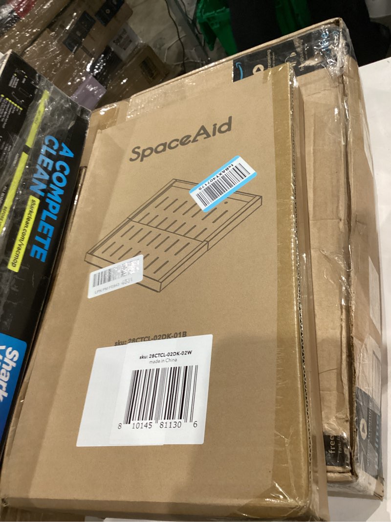 Condition photo showing New/Like New for SpaceAid Pull Out Cabinet Organizer, 1 Pack Expandable 11.8"-19.6" (Need to Pull to Widen) Heavy Duty Pull-Out Drawer with Adhesive Tape for Kitchen Storage Cabinets (White, 21" Deep) 21" Deep White-(1pcs)