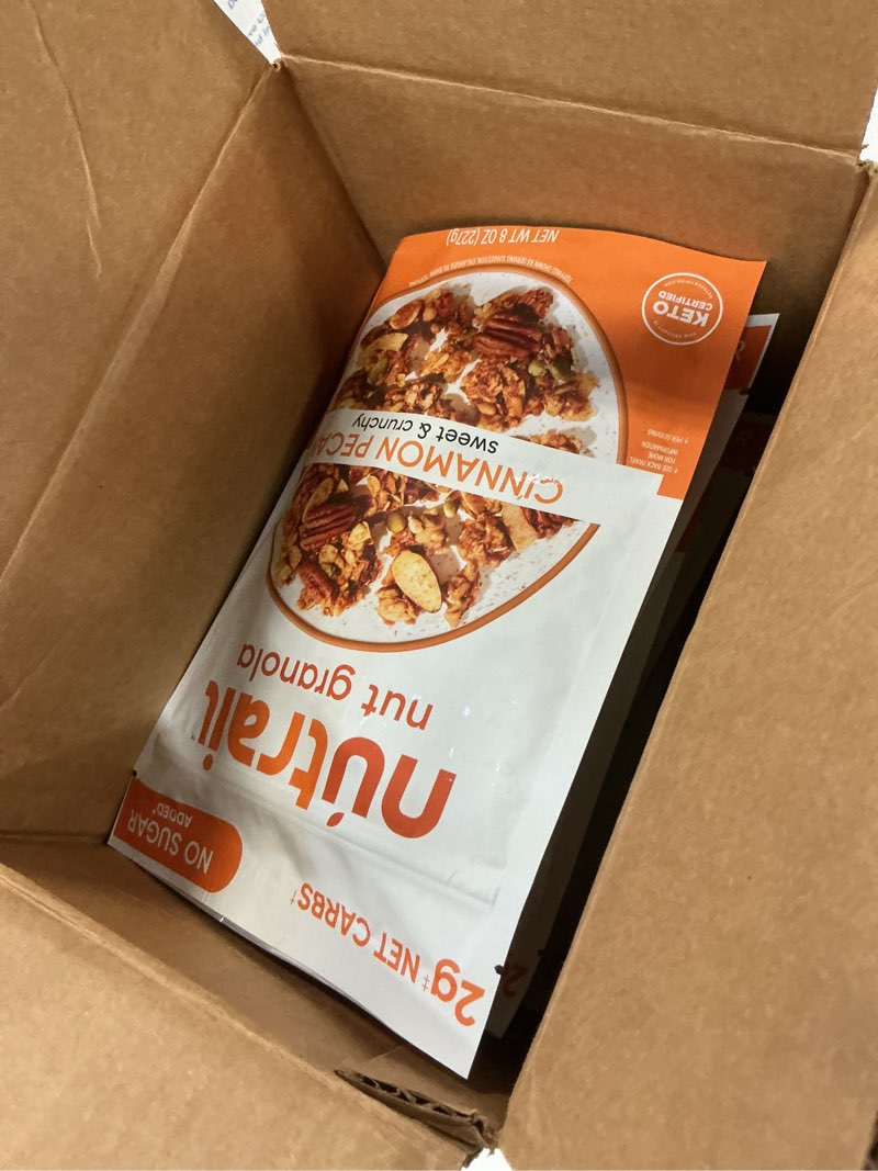 Condition photo showing New/Like New for (Best by 11/04/2025) NuTrail Nut Granola Cereal, Cinnamon Pecan, No Sugar Added, Gluten Free, Grain Free, Keto, Low Carb, Healthy Breakfast Cereal 8 Ounce (Pack of 6)…
