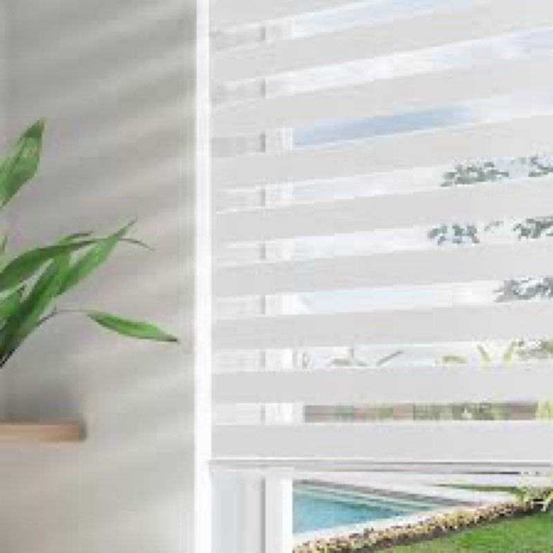 Joydeco No Drill Zebra Blinds for Windows, Cordless Day & Night Dual Sheer Roller Shades, Easy Insta