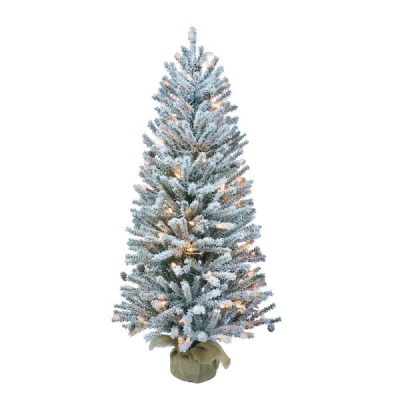 Puleo International 3 ft. Green Prelit Flocked Fraser Fir Artificial christmas tree 