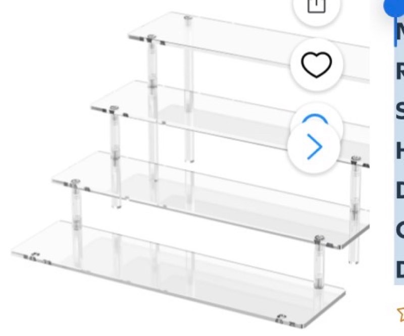 NN 4 Tier Acrylic Display Risers,Clear Perfume Organizer Stand,Large Cupcake Stand Holder, Dessert Display for Party, Display Shelf for Figure and Collection, Riser Stand for Decoration and Organizer
