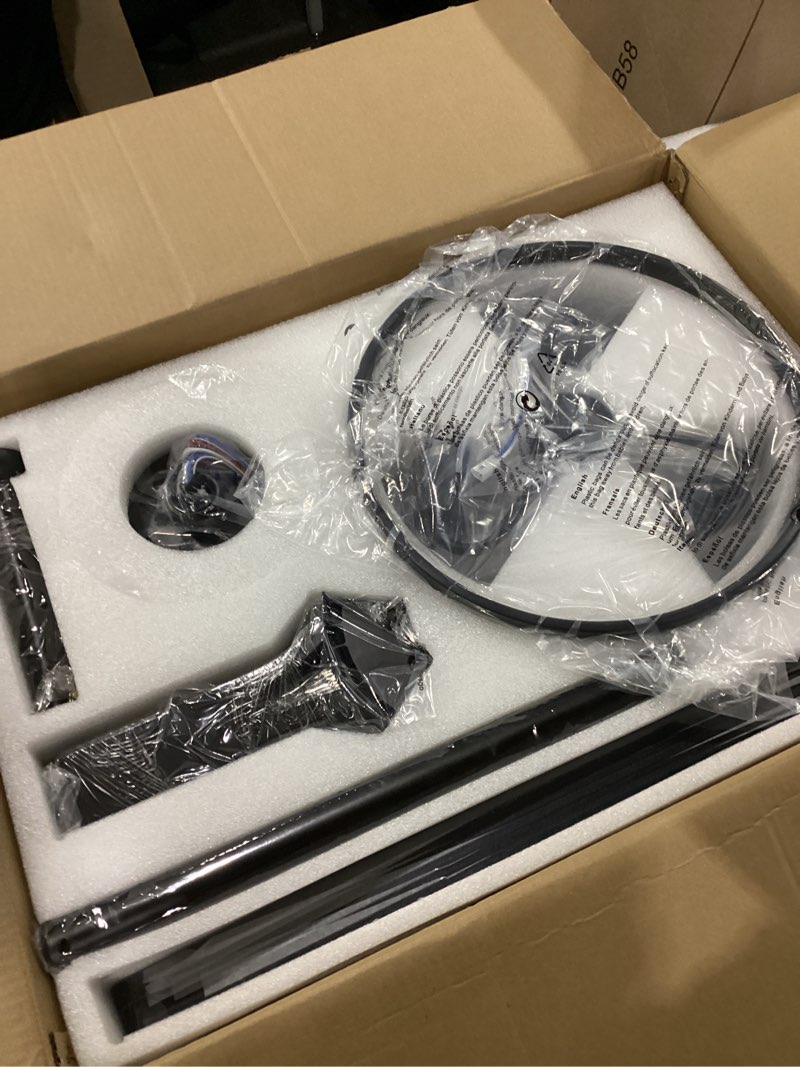 Condition photo showing Good Condition for luminfan 60 inch ceiling fans with lights and remote control, farmhouse ceiling fan for bedroom living room and patio, black caged ceiling fan for indoor and outdoor fortress 60 inch