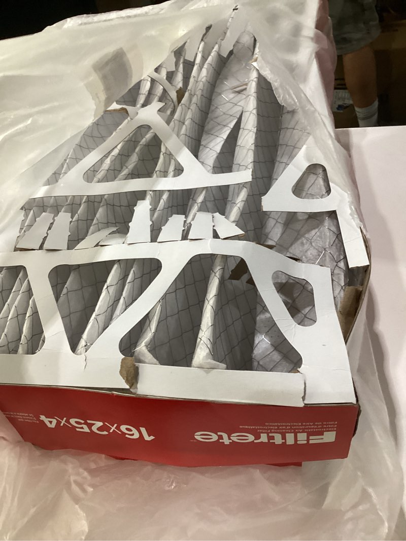 Condition photo showing As Is for bnx trufilter 16x25x4 (15.5’’ x 24.5’’ x 3.63‘’ slim fit) merv 13 air filter (2-pack) - made in usa - air conditioner hvac ac furnace filters health, allergies, mold, bacteria, smoke, mpr 1900 fpr 10 16x25x4 2-pack (slim fit), similar to stock photo, bent
