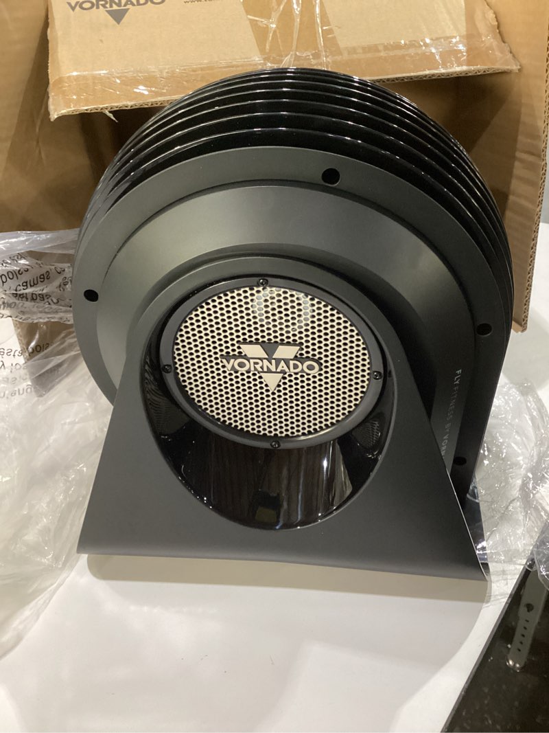 Condition photo showing New/Like New for Vornado FLY MAX High Velocity Fitness Floor Fan, Omnidirectional Remote with Equipment Straps, 4 Speed Settings, Adjustable Tilt, Whole Room Circulation, Powerful Fan for Training Sessions, Black, NOT TESTED