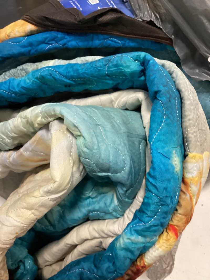Condition photo showing As Is for pamnest quilt set king size, summer beach seashell 3 pcs soft bed cover bedding set for kids and adu