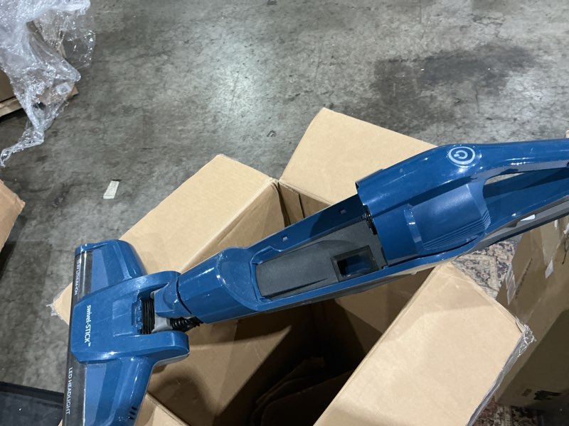 Condition photo showing As Is for vacmaster portable 10.8v 2-in-1 cordless stick lightweight vacuum cleaner with 2-speed power control and led headlight for hardwood floor, carpet & pet hair, blue