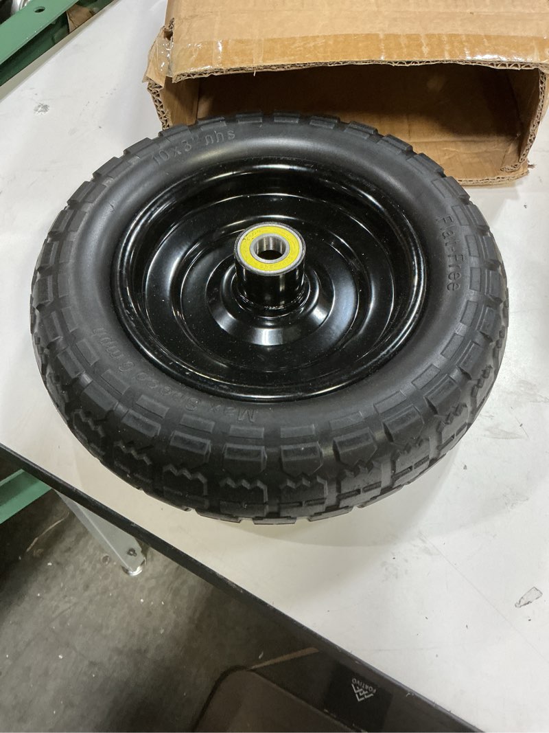 Condition photo showing Good Condition for 4.80/4.00-8" tire flat free 14.5" x 3.2" (1pcs) universal solid wheelbarrow tire with 5/8” bearings 3” -7” hub centered, for 4.80/4.00-8, 3.50/2.50-8, 4.00-6 wheelbarrow wheels 14.5in-5/8in