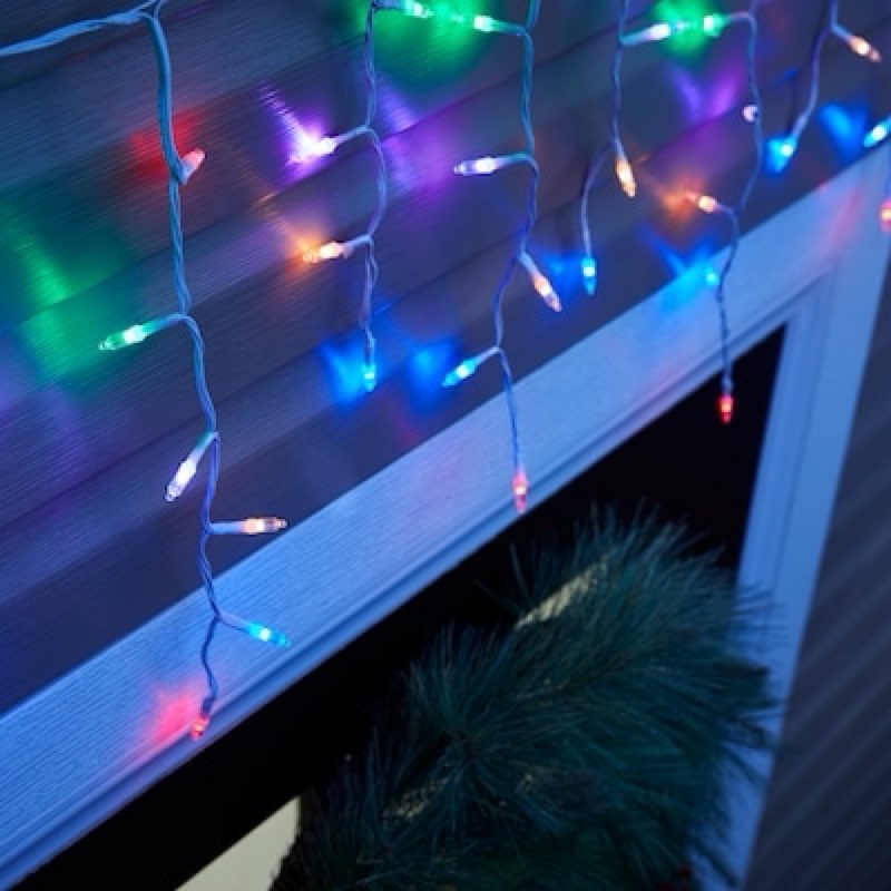 GE Color Effects 150 -Count Color-changing LED Plug-In Christmas Icicle Lights Item #6029695 | Model #72434LO