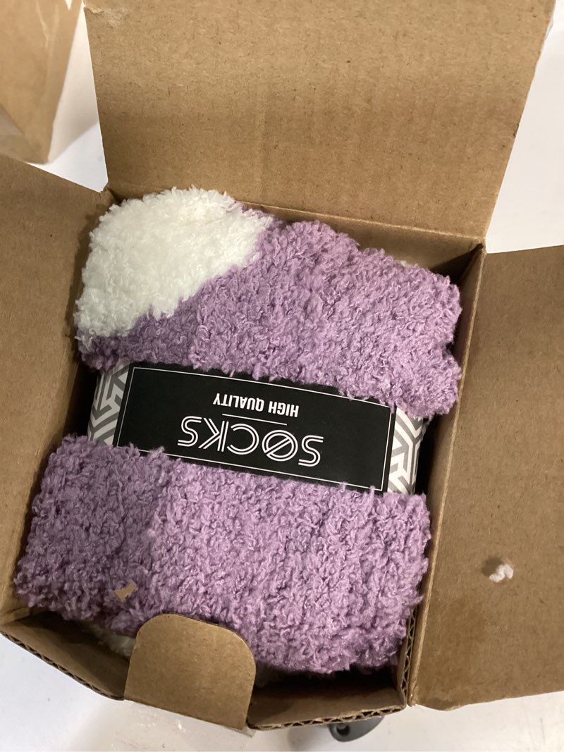 Condition photo showing New/Like New for EBMORE Womens Fuzzy Socks Slipper Fluffy Cozy Comfy Cabin Plush Warm Winter Sleep Home Soft Socks Pink/Purple/Beige/Dark Blue/Light Blue