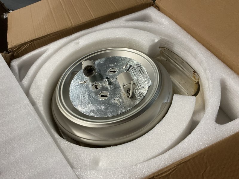 Condition photo showing As Is for CLAIRDAI Crystal Ceiling Fans with Lights Flush Mount Ceiling Fan with Remotel Control Dimmable Fandelier Modern LED Low Profile Ceiling Fan Light (Chrome)