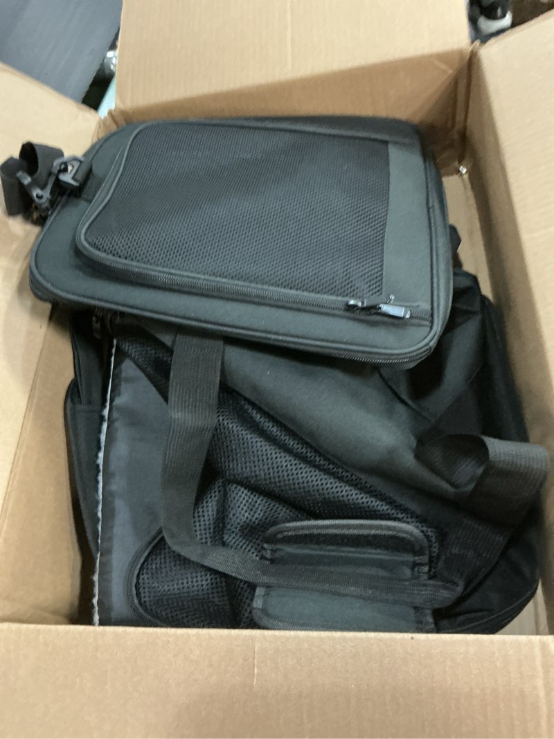 Condition photo showing As Is for henkelion large soft sided cat and pet carrier for cats and puppies up to 25lbs - collapsible, waterproof travel carrier - black 20.0"l x 13.0"w x 13.0"h black