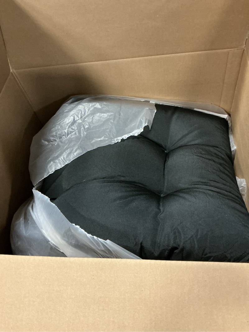 Condition photo showing Good Condition for mtmr outdoor bench cushion-44x19 water-repellent tufted porch swing cushions with high elasticity pp cotton and ties fade-resistant patio outdoor chair cushion for bench furniture, indoor seat cushion black 44x19inch