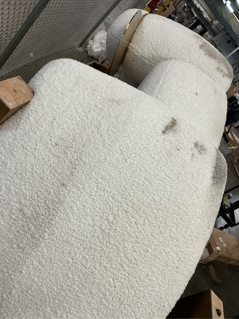 Condition photo showing As Is for 3 seater halo wave upholstered curved sofa