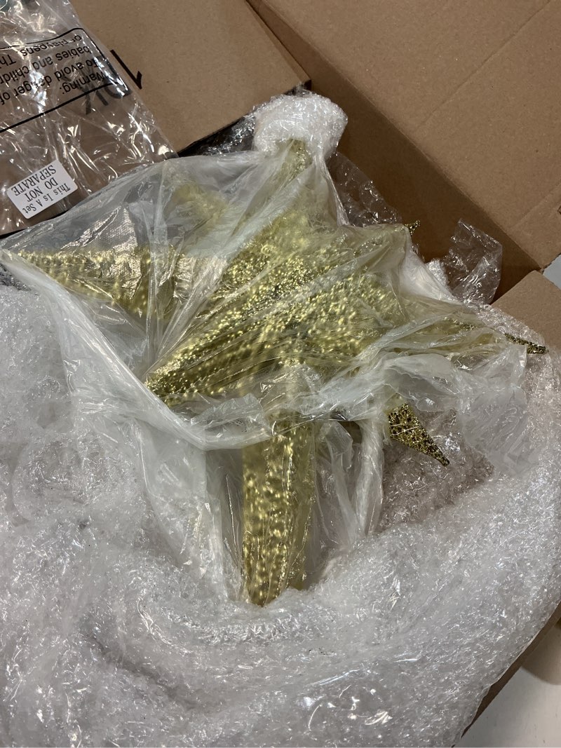 Condition photo showing Good Condition for Retisee 1 Pcs 24 Inch Christmas Glitter Bethlehem Star Large LED Outdoor Xmas Lights Powered Hanging Outdoor Lighted Christmas Star for Yard Porch Festival Xmas Holiday Nativity Wedding (White) White 1