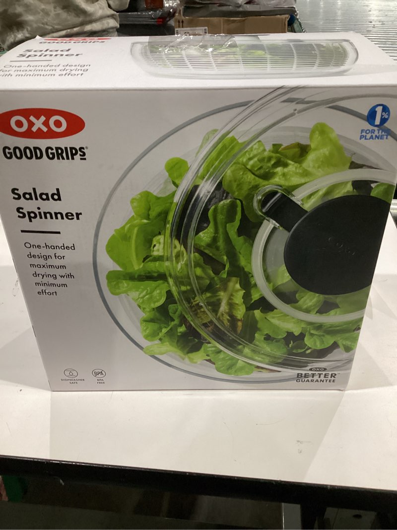 Condition photo showing New/Like New for OXO Good Grips Salad Spinner | Lettuce Spinner | Fruit Washer | Fruit Washing Bowl with Strainer | Vegetable Cleaner | Salad Cleaner | Lettuce Washer | 6.22 Quart Capacity Large - 6.22qt Large - 6.22 qt