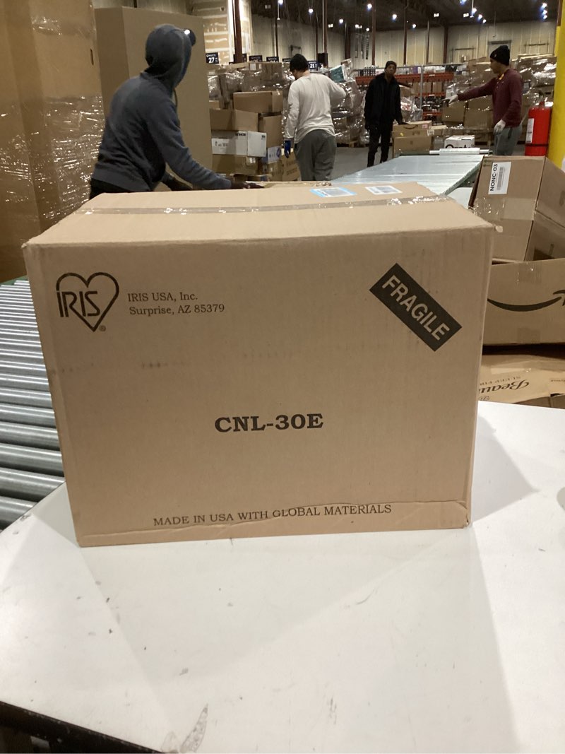 Condition photo showing New/Like New for IRIS USA 4-Pack Storage Bins with Lids, 25 Quart, Clear Stackable Containers Box Organize Shoes Closet Shelves Clothes Blankets Towels - BPA-Free Plastic 25 Qt. - 4 Pack