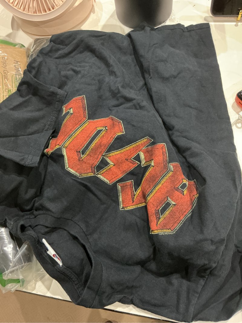 Condition photo showing Good Condition for junk food unisex ac/dc back in black tour t-shirt, black medium
