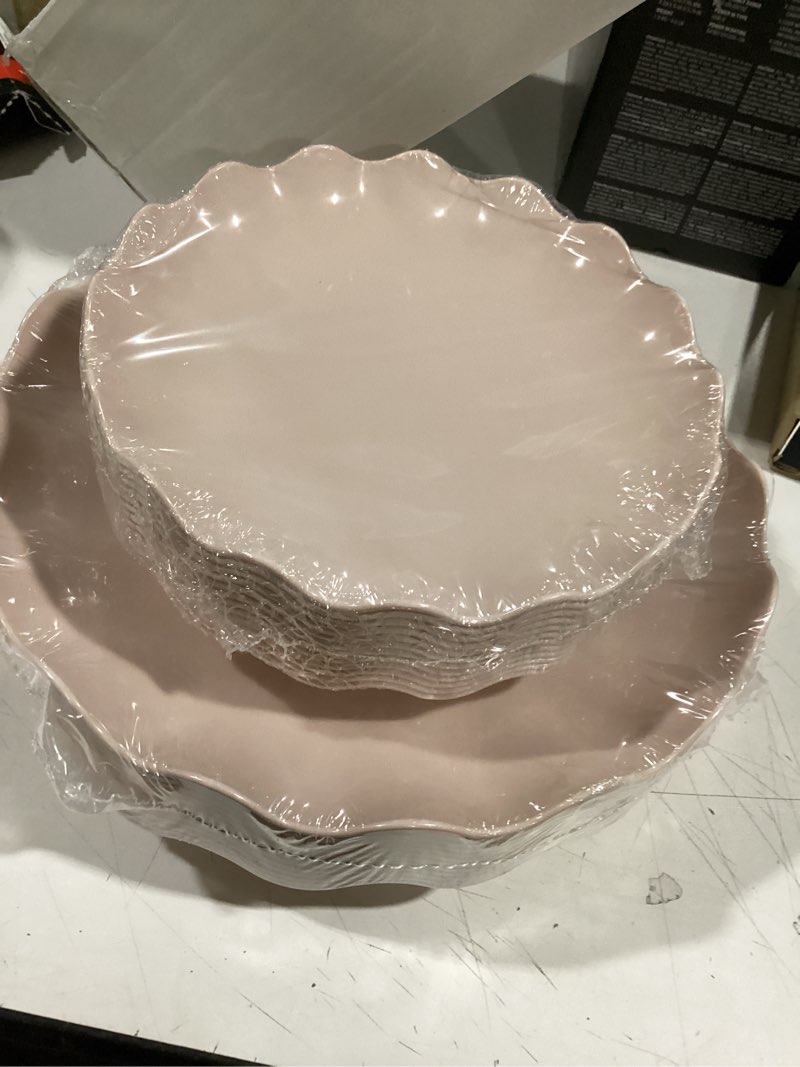 Condition photo showing Good Condition for liyh 24 pcs pink plates reusable, pink plastic scalloped plate durable and dishwasher safe,baby shower plate, light weight daisy plastic wavy plates for wedding party birthday 24(12 guests) pink