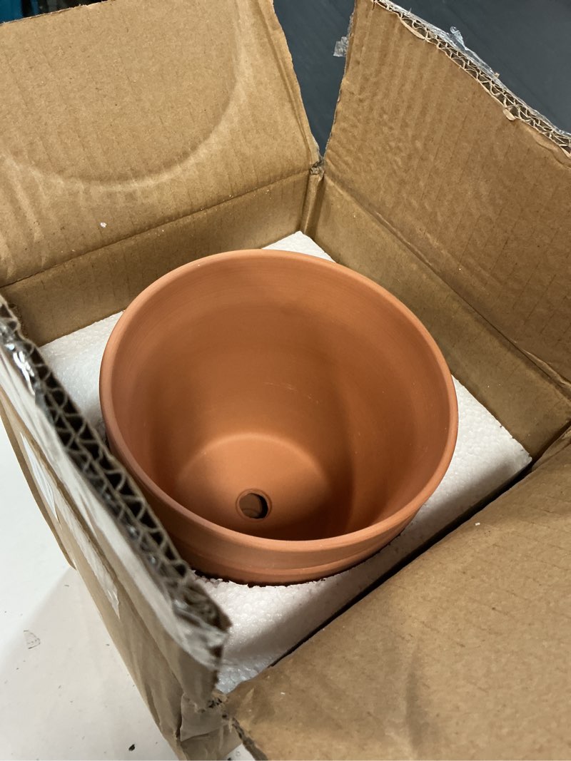 Condition photo showing Good Condition for orceler 6 inch terracotta & clay pots for plants with saucer, medium terra cotta plant pots with drainage hole, flowerpot with tray, terracotta pot for indoor outdoor plant - pack of 4 planters