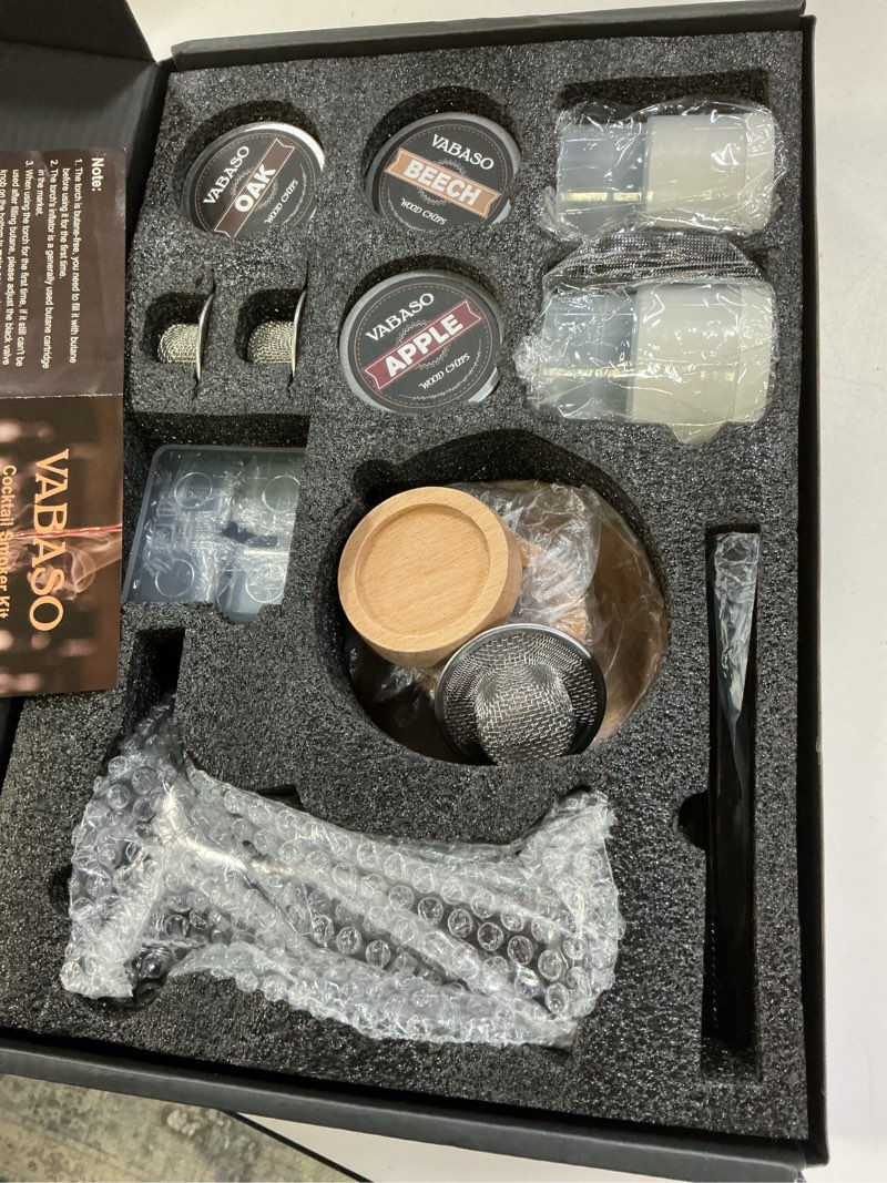Condition photo showing New/Like New for Whiskey Smoker Kit with Torch - 6 Flavors Wood Chips, Old Fashioned Cocktail Drink Smoker Kit, Birthday Bourbon Christmas White Elephant Gifts for Adults Men, Dad, Husband, Whiskey Lover(No Butane)