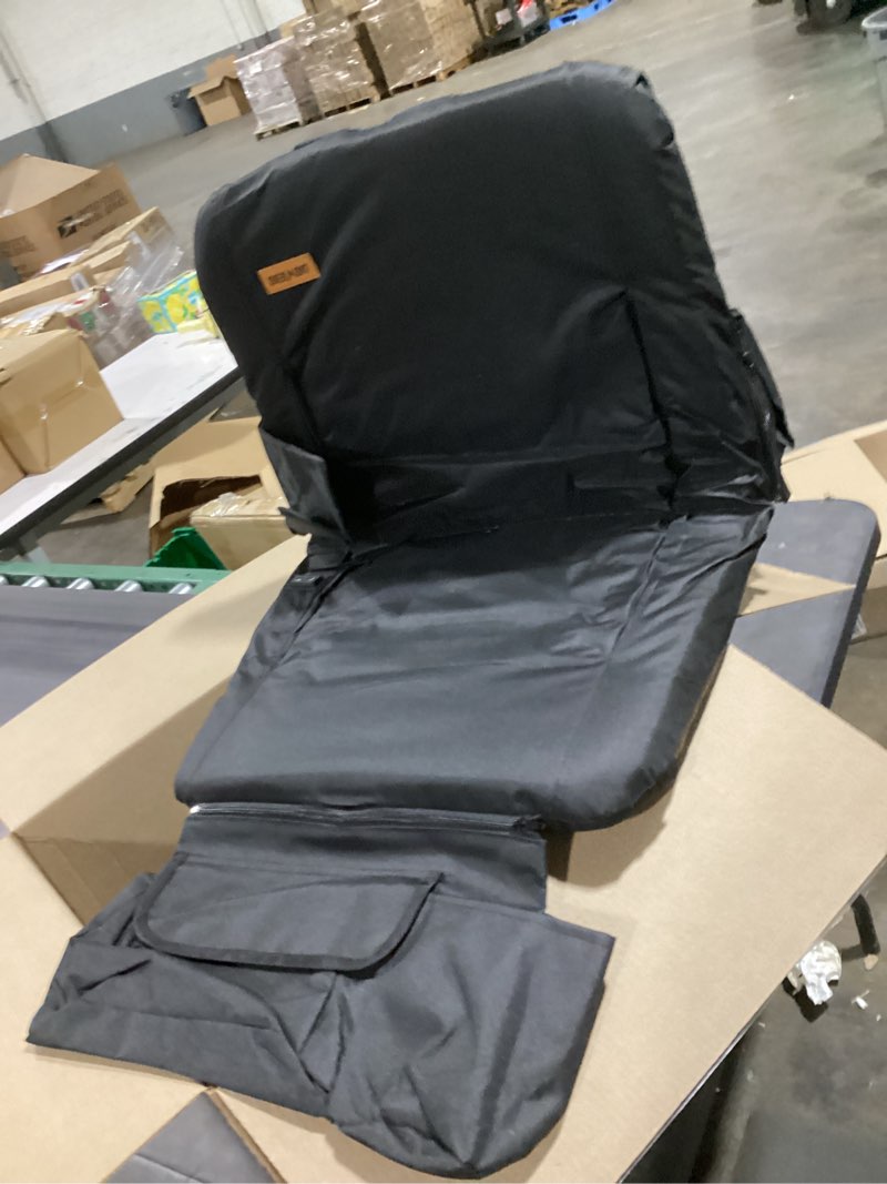 Condition photo showing As Is for overmont heated stadium seat with back support - 3 heat levels back & cushion separately control 6-position recliner with 2 hooks - bleacher chair for sport camping concerts - battery not included 1pc