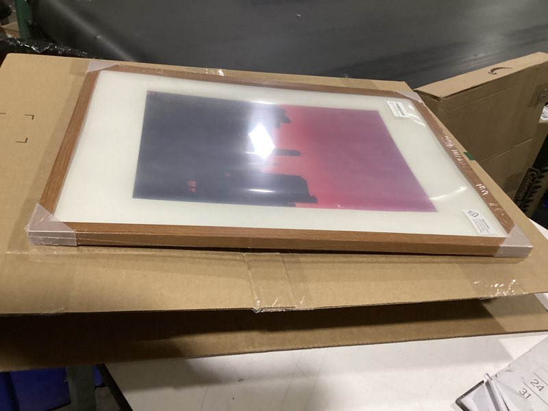 Condition photo showing New/Like New for walnut a2 picture frame - display 11.7x16.5 mat within a2 frame or 16x23 without mat - wall mount or horizontal/vertical hanging, durable hd cover, 1 pack