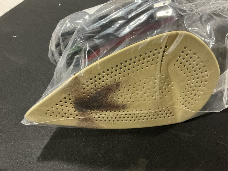 Condition photo showing As Is for CHI Steam Iron for Clothes with 300+ Holes for Powerful Steam ing, Temperature Guide Dial, 1700 Watts, XL 10’ Cord, 3-Way Auto Shutoff, Titanium Infused Ceramic Soleplate, Silver (13101)