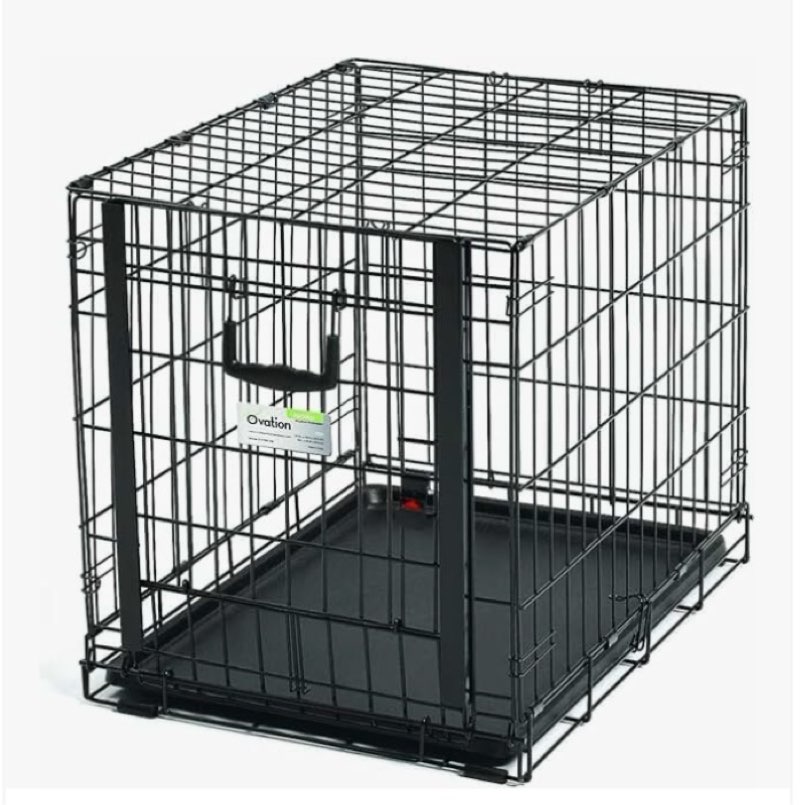 midwest homes for pets small ovation single door folding dog crate, 24-inches, space-saving patented up & away door, leak-proof pan, divider panel, black black 25.8"l x 17.3"w x 19.8"h