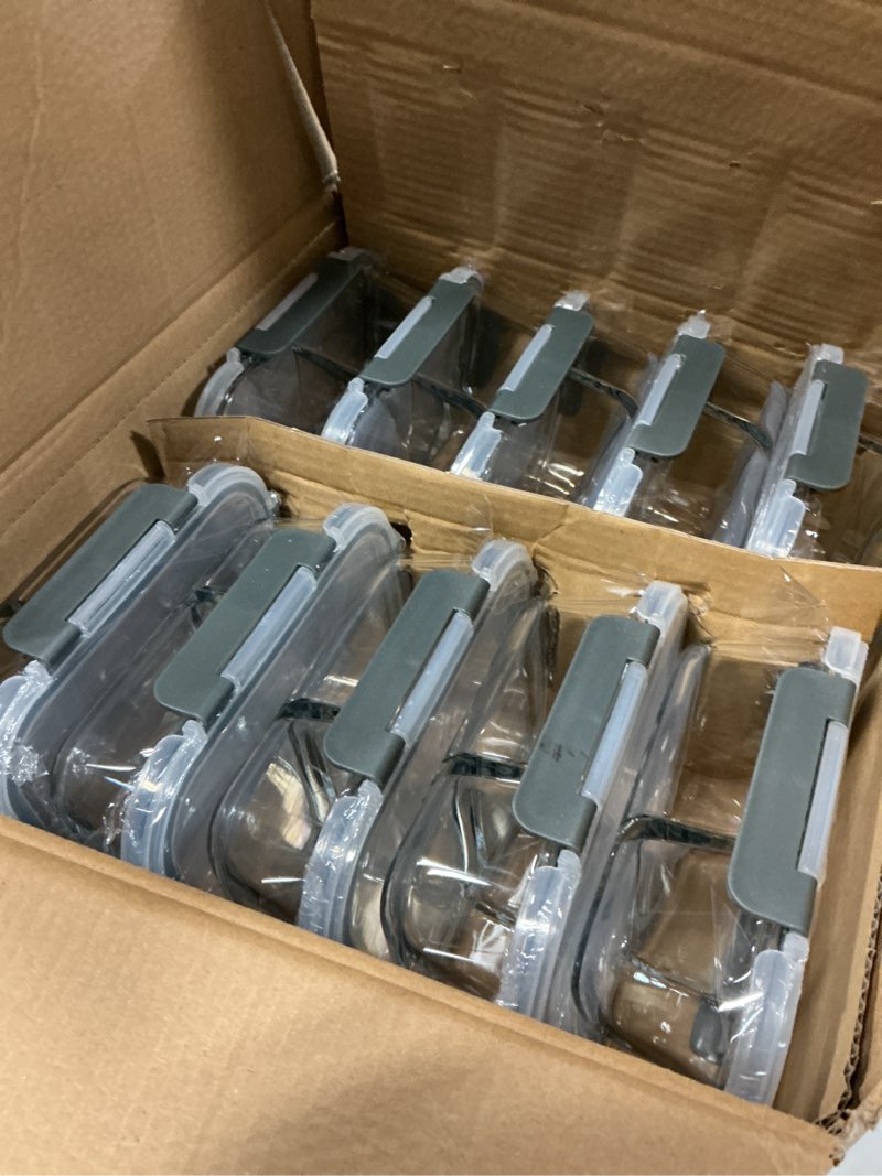 Condition photo showing Good Condition for M MCIRCO 10-Pack,30 Oz Glass Meal Prep Containers 2 Compartments Airtight Lunch Bento Boxes with Lids, Glass Food Storage Containers, Microwave, Oven, Freezer and Dishwasher gray-10pcs