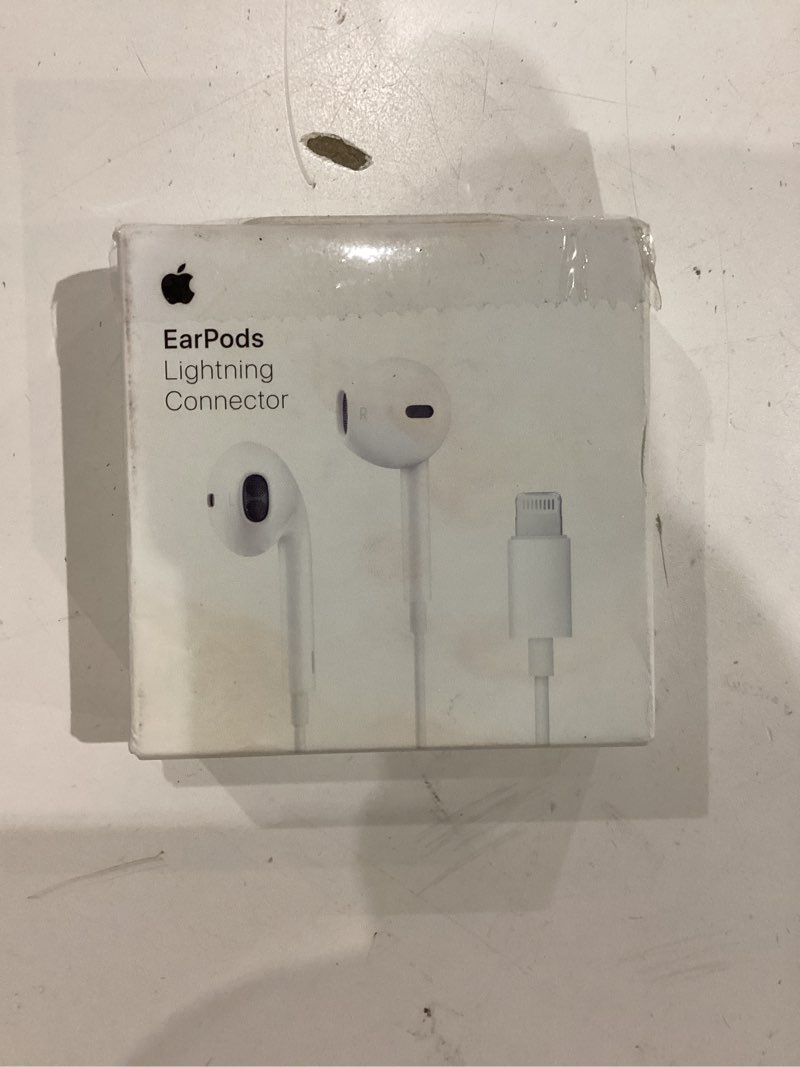 apple earpods headphones with lightning connector, wired ear buds for iphone with built-in remote to control music, phone calls, and volume one size lightning