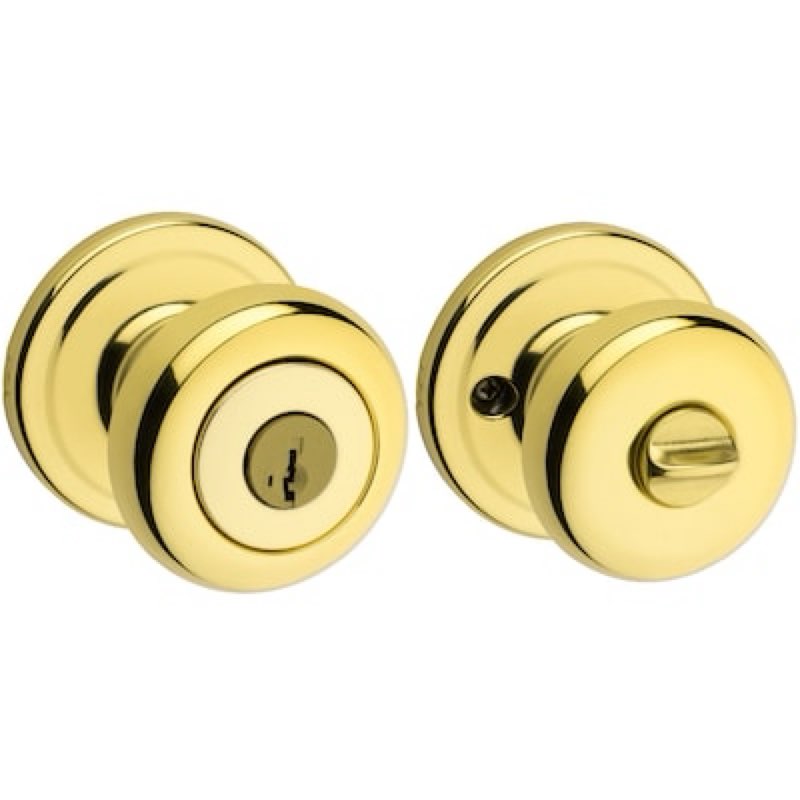 kwikset signature series juno polished brass exterior keyed entry door knob ft. smartkey