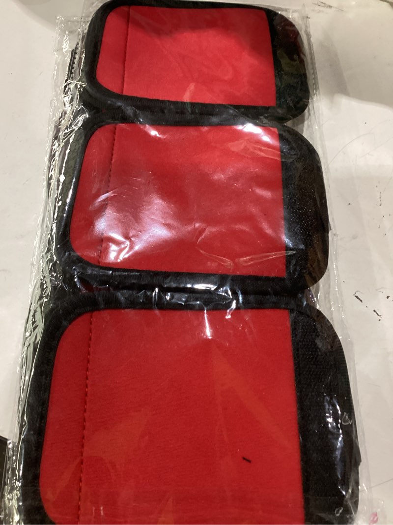 Condition photo showing As Is for missing items 6 pack luggage handle wrap, luggage handle wraps for suitcase, deep red luggage tags, suitcase tags identifiers for travel accessories