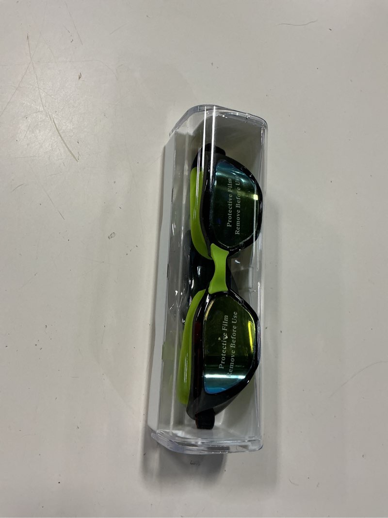 Condition photo showing New/Like New for swim goggles, unisex adult swimming goggles anti fog anti uv no leakage wide view for men women youth black green/electroplated gold