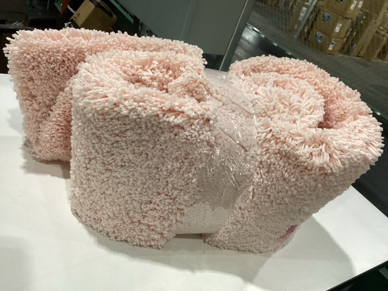 Condition photo showing Good Condition for ILANGO Pink Christmas Bathroom Rugs 60" × 24" Non Slip & Super Absorbent Extra Thick Soft, Washable Bath Carpet Runner for Floor, Microfiber Plush Shaggy Bath Mats with Rubber for Bathtub Shower Room