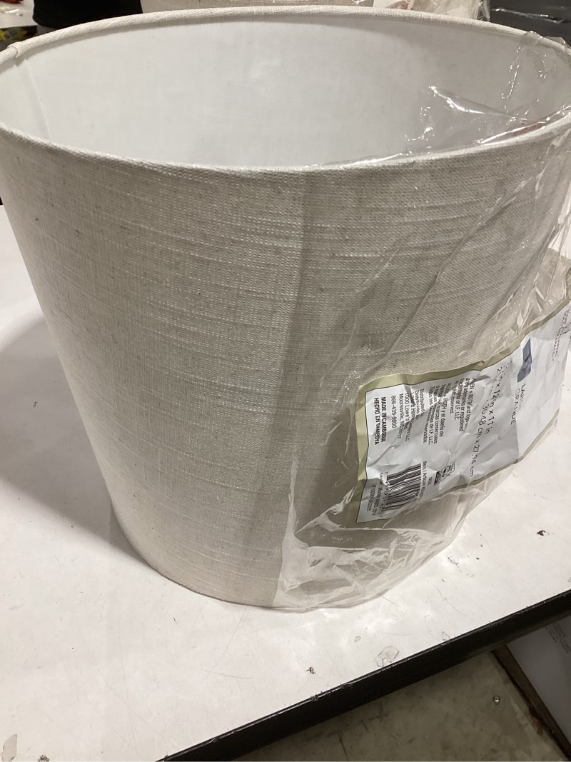 Condition photo showing Good Condition for  allen + roth 11-in x 12-in Tan Fabric Drum Lamp Shade