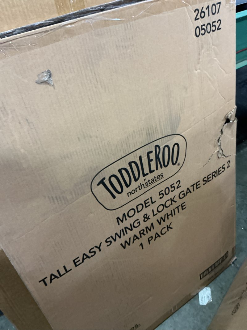 Condition photo showing New/Like New for Toddleroo by North States - Tall Easy Swing & Lock Baby Gate Series 2: Metal Safety Gate for Stairs & Doorways - Adjustable 28.68 to 47.85 Inches Wide - 36 Inches Tall - Warm White