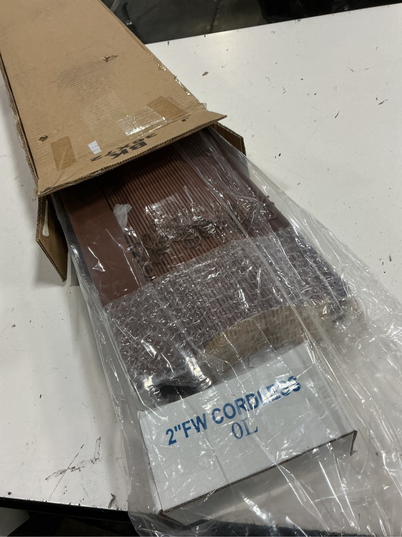 Condition photo showing New/Like New for dez furnishings cordless 2\" signature faux wood blind, 34.25\" w x 72\" h, bark brown bark brown 34.25\"w x 72\"h