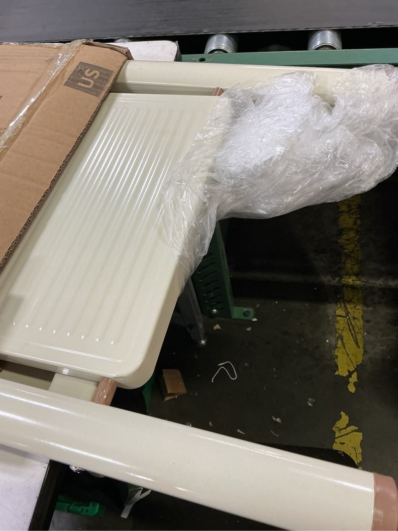 Condition photo showing Good Condition for valeo 3 step ladder,lightweight folding step stool with wide anti-slip pedal, 330lbs capacity, heavy duty,sturdy iron metal step stool for home, kitchen, closet, adults, cream white milk white 3 step