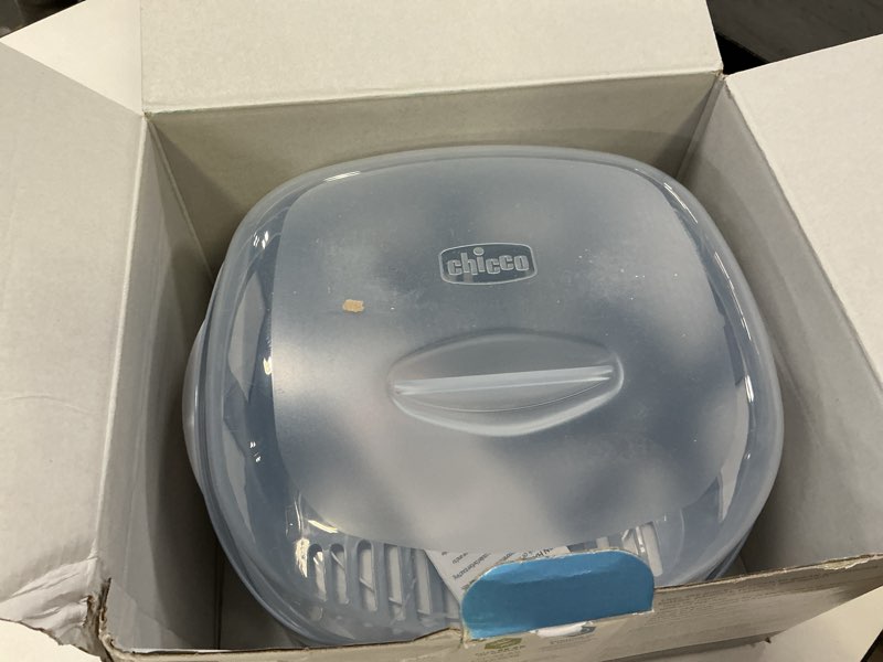 Condition photo showing As Is for Microwave Steam Sterilizer - Removes 99.9% of Dirt Quickly and Naturally with The Power of steam, White/Grey Microwave Sterilizer