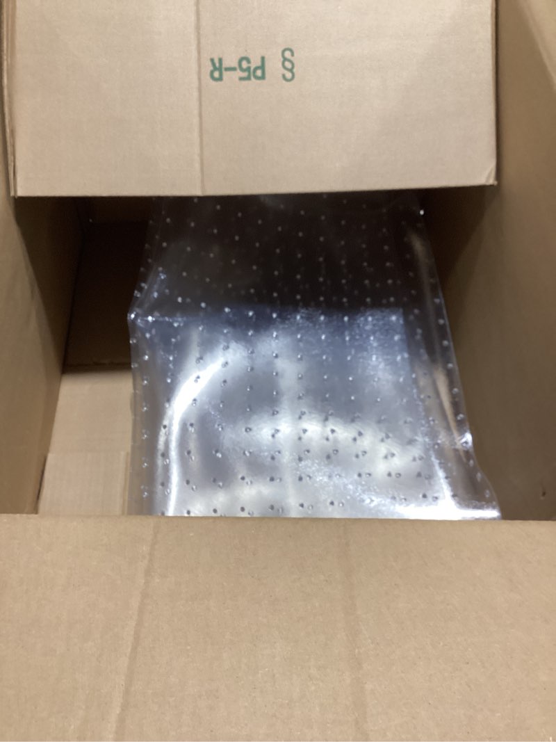 Condition photo showing Good Condition for chair mat for carpet floors: 48"x60" computer desk floor mat - pvc plastic rug carpet protector mats for gaming chair under desk pad for rolling chair