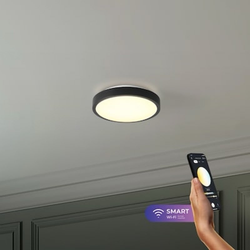100+ bought last week globe electric dean 11-in matte black indoor smart led rgbw flush mount light