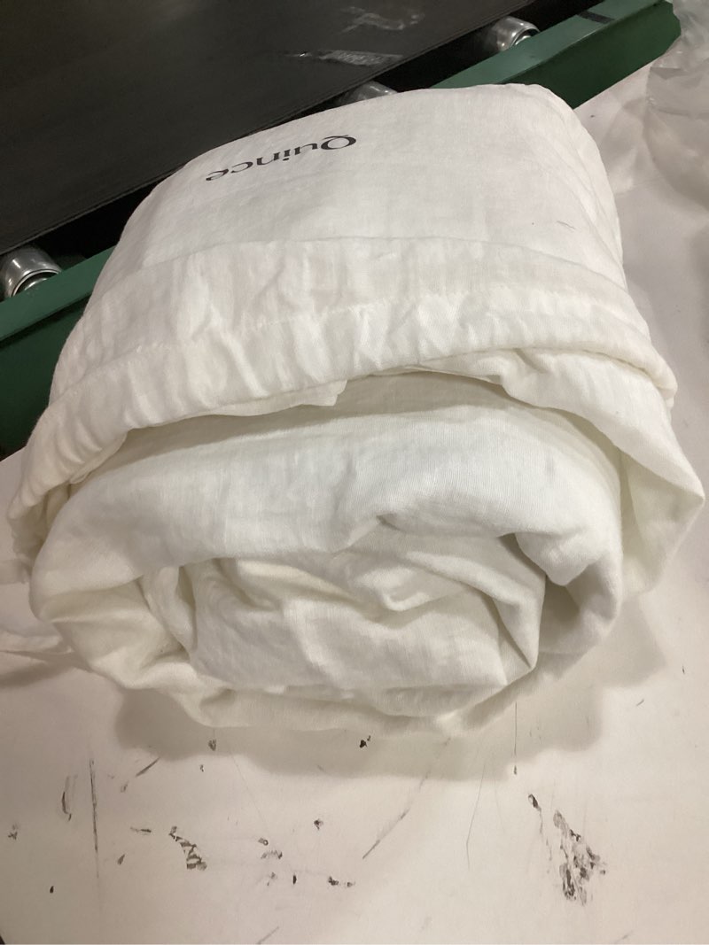 Condition photo showing As Is for european linen fitted sheet set queen white 