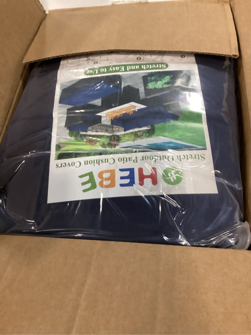 Condition photo showing New/Like New for hebe stretch patio cushion covers set 12pcs,waterproof outdoor couch covers replacement,washable reusable seat cushion slipcovers for patio furniture protector,chair cushion cover 12pcs navy blue