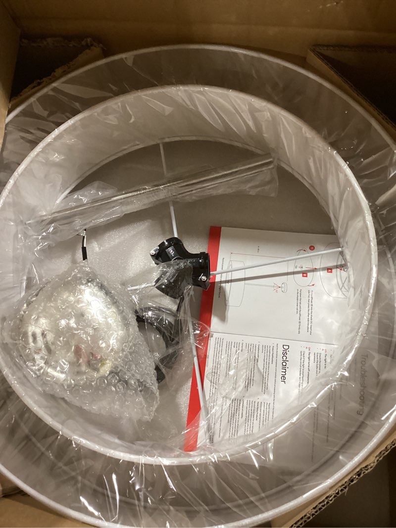 Condition photo showing Good Condition for VONLUCE 3-Light Drum Chandeliers, 20" Pendant Light Fixture with 2-Layer Fabric Shade E26 Bases, Adjustable Swivel Joint Hanging Light Fixture for Bedroom Living Room Kitchen Hallway, Brushed Nickel Nickel 20inch